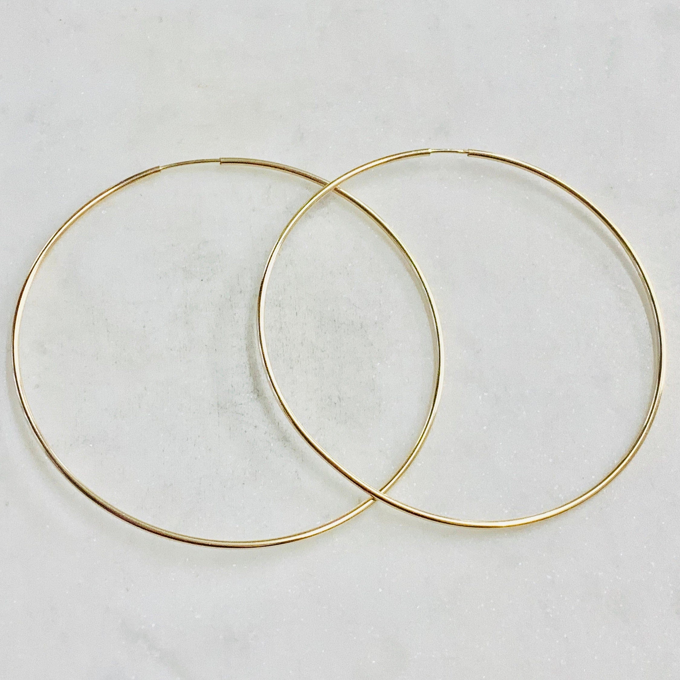65mm Sterling Silver or 14K Gold Filled or Very Large Endless Hoop (2pc)