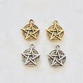 Pewter Wiccan Symbol Pentagram Five Point Star Charm (2pc)