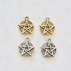 Pewter Wiccan Symbol Pentagram Five Point Star Charm (2pc)