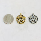 Pewter Wiccan Symbol Large 5 Point Star Mythologian Charm – Antique Gold