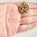 Pewter Wiccan Symbol Large 5 Point Star Mythologian Charm – Antique Gold