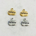 Pewter Wide Oval with Believe Charm Pendant Inspirational (2pc)