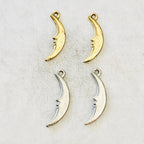Pewter Long Crescent Moon Silhouette Charm Celestial Pendant (2pc)