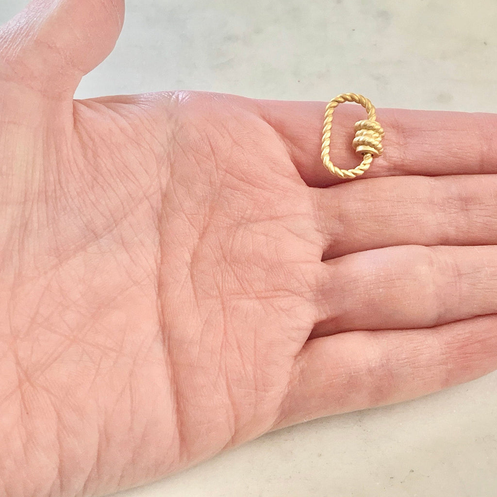 19mmx10mm Gold Plated Rope Style Carabiner Screw Clasp Necklace Connector