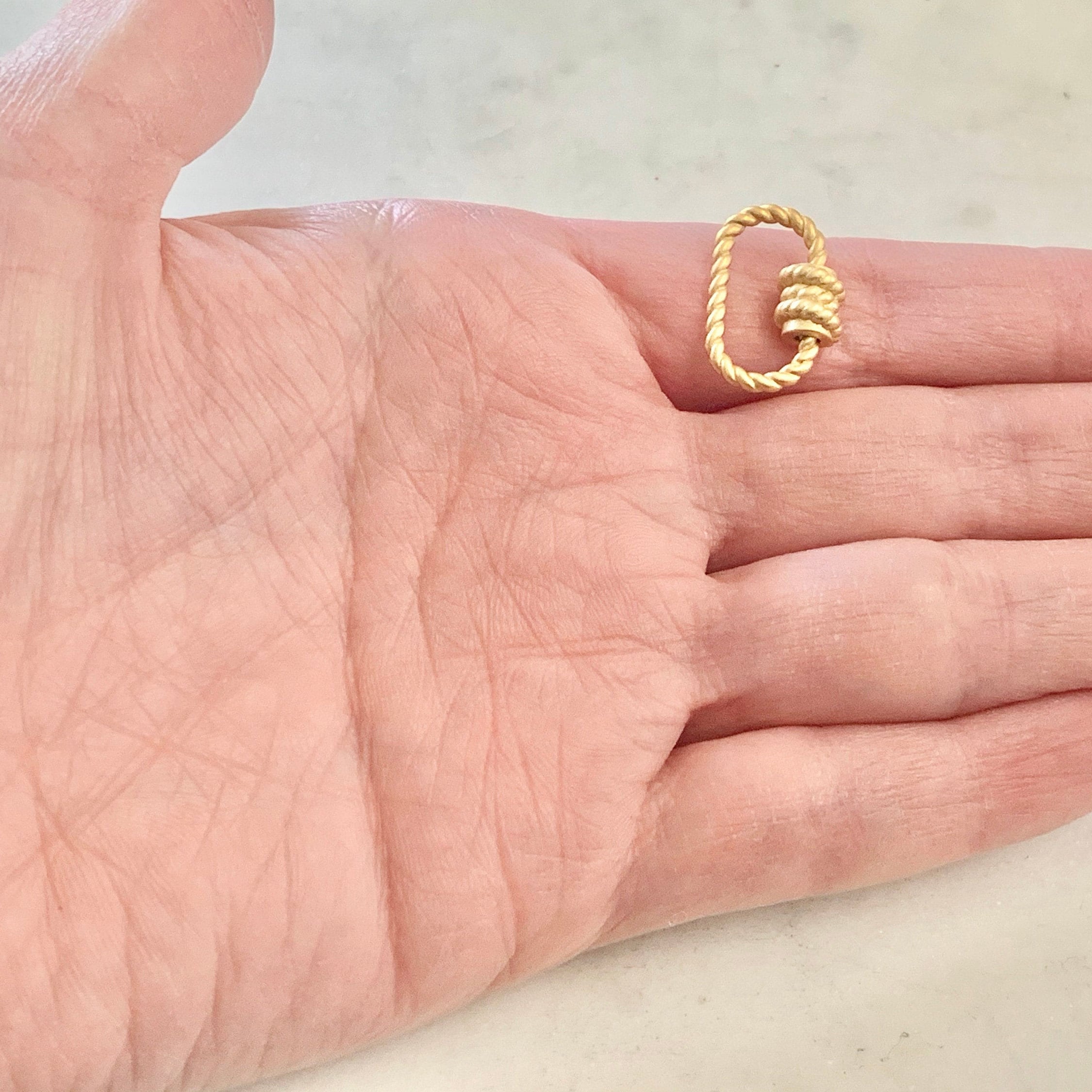 19mmx10mm Gold Plated Rope Style Carabiner Screw Clasp Necklace Connector