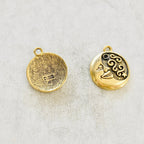 Pewter Round Coin Smiling Crescent Moon Swirl and Star Charm (2pc)