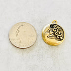 Pewter Round Coin Smiling Crescent Moon Swirl and Star Charm (2pc)