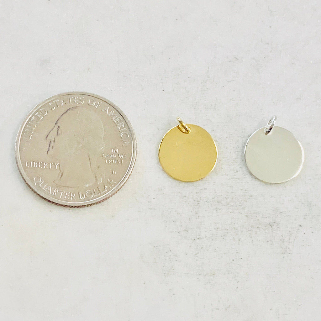 12mm Sterling Silver or Vermeil Round Stamping Disc in Gold or Simple Dainty