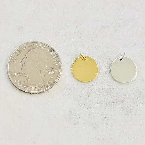 12mm Sterling Silver or Vermeil Round Stamping Disc in Gold or Simple Dainty