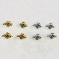 12mmx7mm Pewter Honey Bee Bead Charm Insect Nature Spring Pendant (4pc)