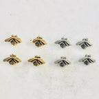 12mmx7mm Pewter Honey Bee Bead Charm Insect Nature Spring Pendant (4pc)
