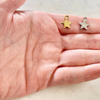 Pewter Puffy Star Charm Celestial Pendant Antique Gold Antique (2pc)