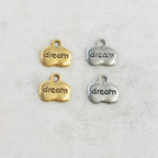 Pewter Wide Oval with Dream Charm Pendant Inspirational Charm (2pc)