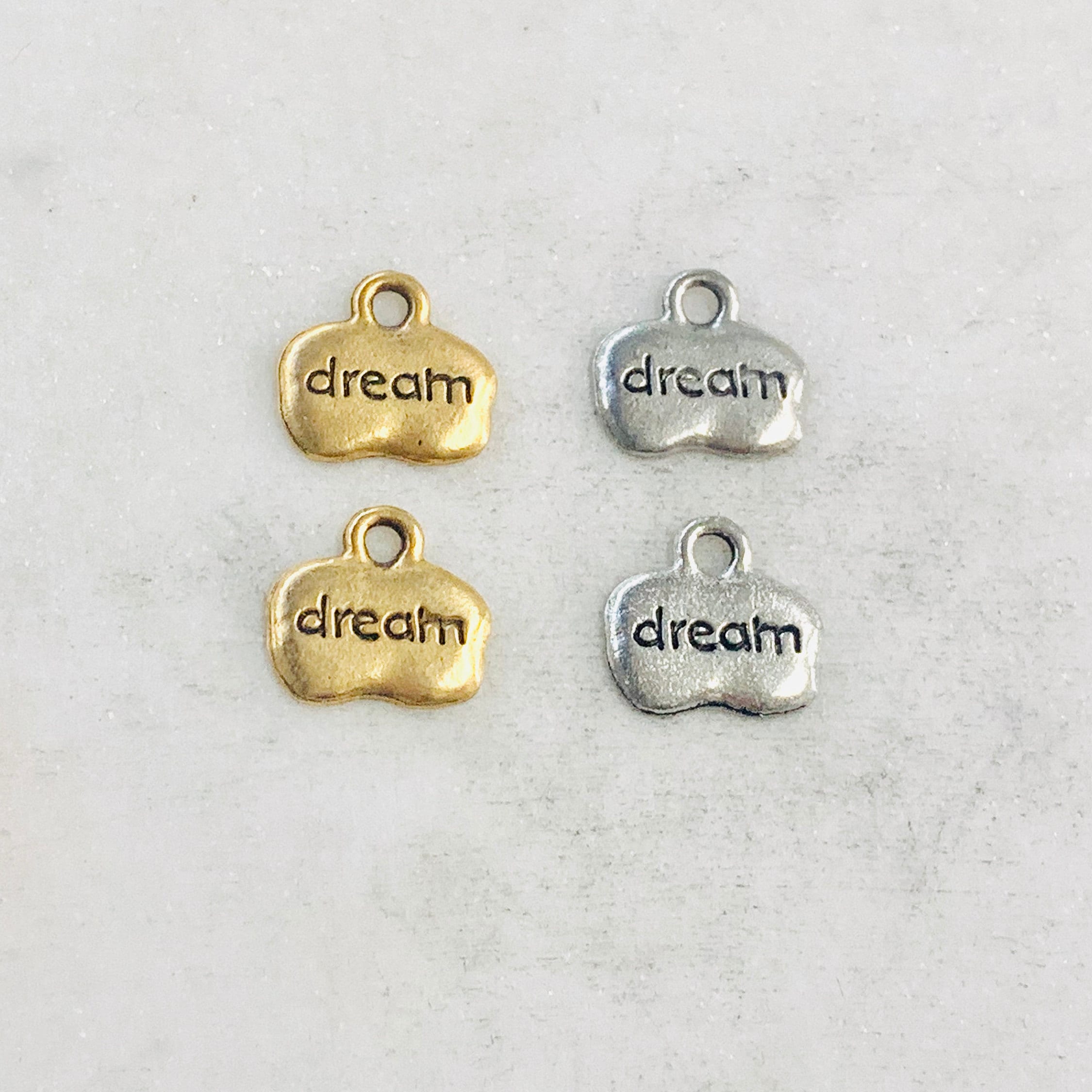 Pewter Wide Oval with Dream Charm Pendant Inspirational Charm (2pc)