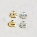 Pewter Wide Oval with Inspire Charm Pendant Inspirational (2pc)