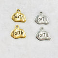 Pewter Wide Oval with Faith Charm Pendant Inspirational Charm (2pc)