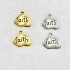 Pewter Wide Oval with Faith Charm Pendant Inspirational Charm (2pc)