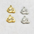 Pewter Wide Oval with Faith Charm Pendant Inspirational Charm (2pc) – Antique Gold