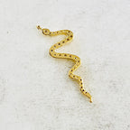 Gold Plated or Brass Long Curled Cubic Zirconia Snake Serpentine Charm
