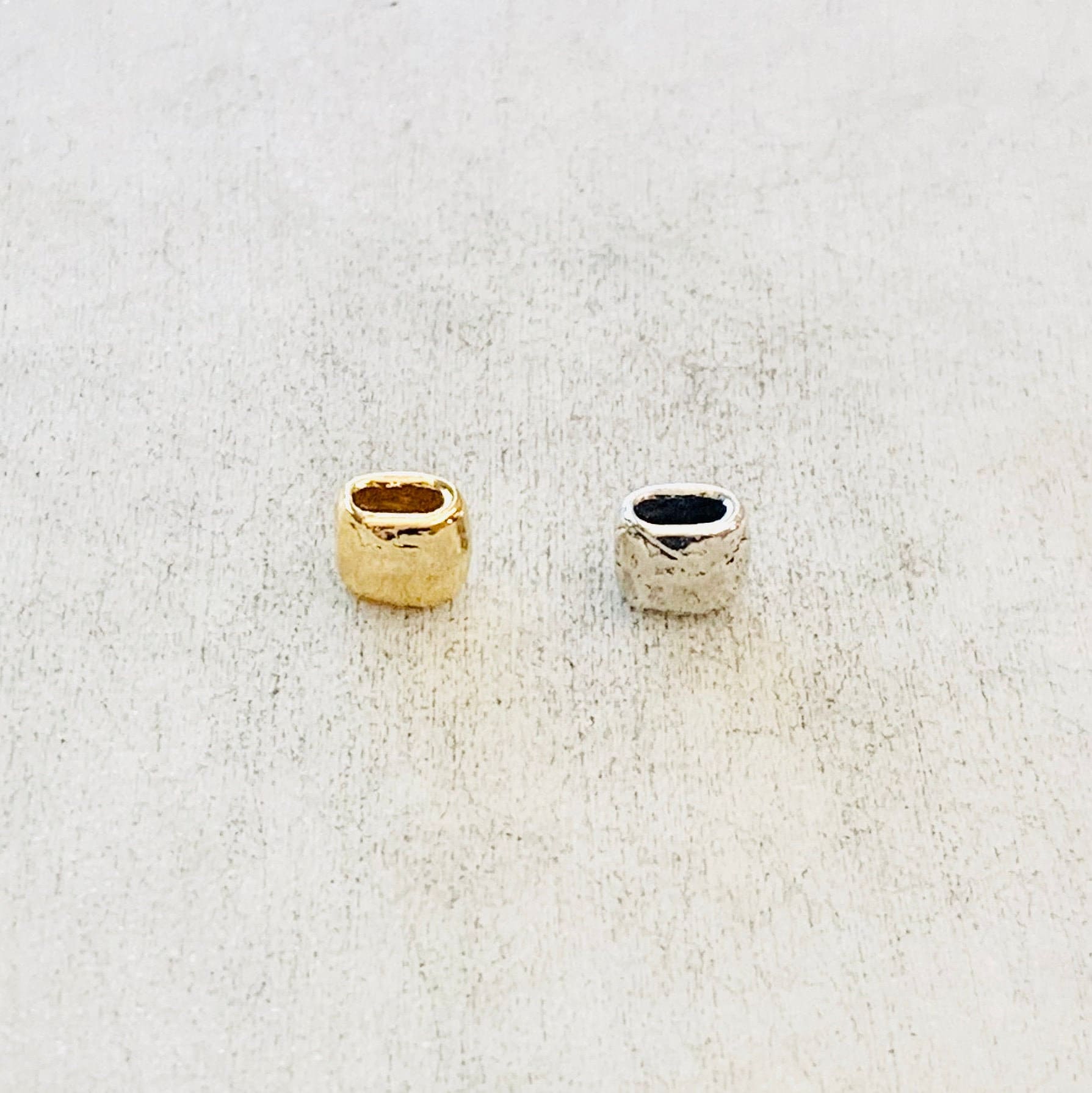 Sterling Silver or Vermeil Artisan Organic Hammered Textured Leather Slide