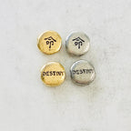 Pewter Chinese Destiny Symbol Circle Coin Bead Antique Gold (2pc)