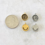 Pewter Chinese Harmony Symbol Round Disc Charm Drop Charm (2pc)
