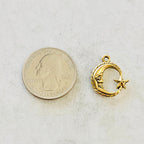 Pewter Crescent Moon and Attached Star Charm Celestial Pendant (2pc)