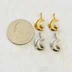 Pewter Small Crescent Moon Attached Star Celestial Pendant (2pc)