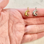 Pewter Small Crescent Moon Attached Star Celestial Pendant (2pc)