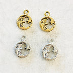 Pewter Small Round Detailed Crescent Moon with Star Celestial (2pc)