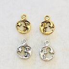 Pewter Small Round Detailed Crescent Moon with Star Celestial (2pc)