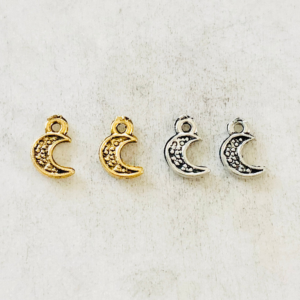 Pewter Tiny Mini Moon Charm Constellation Celestial Charm (2pc)