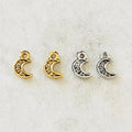Pewter Tiny Mini Moon Charm Constellation Celestial Charm (2pc)