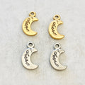Pewter I Dream Crescent Moon Charm Celestial Starry Night (2pc)