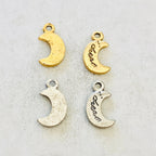 Pewter I Dream Crescent Moon Charm Celestial Starry Night (2pc)