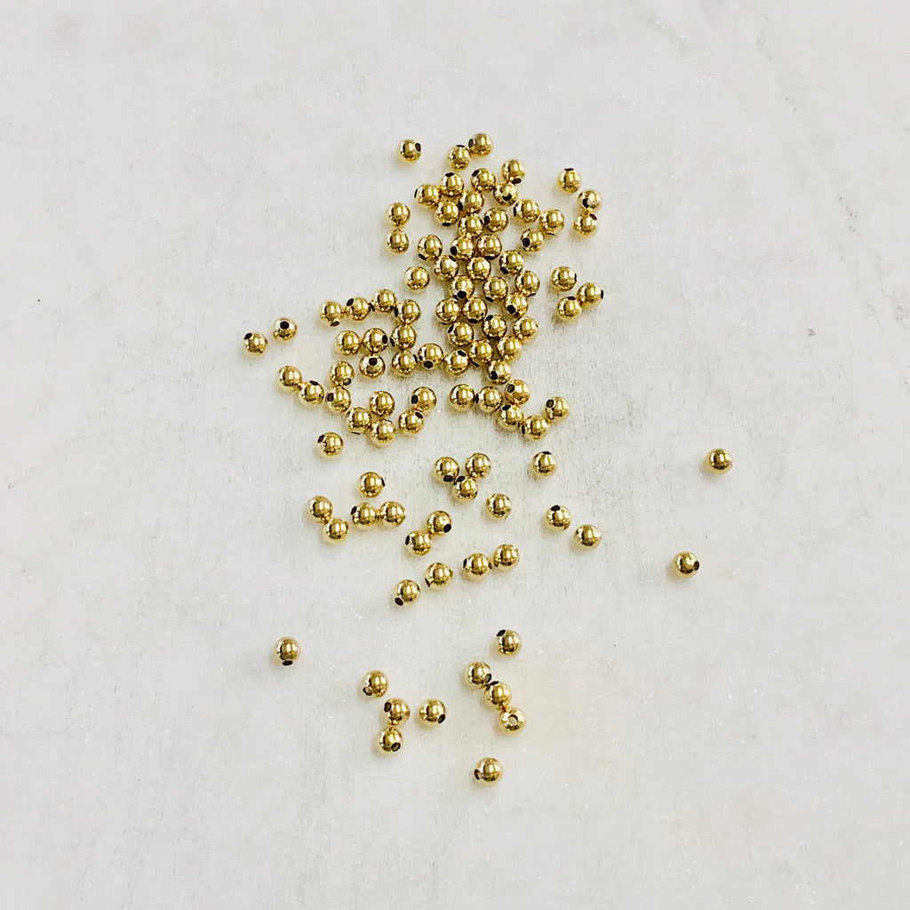 Gold Plated 3mm Round Spacer Beads (100pc)