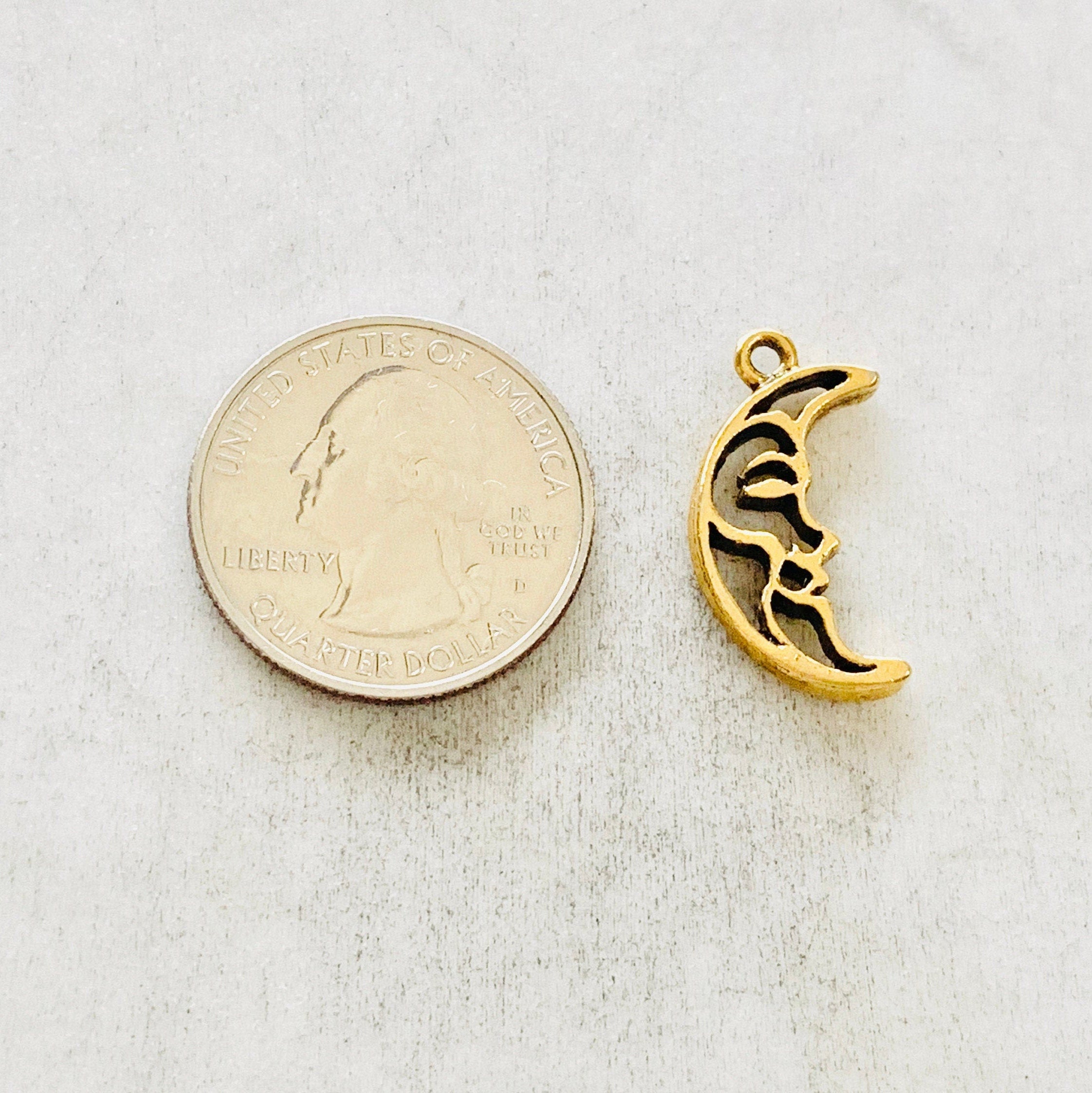 Pewter Thick Cut Out Crescent Moon Celestial Charm Silhouette (2pc)
