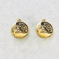 Pewter Round Coin Smiling Crescent Moon Swirl and Star Charm (2pc)