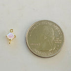 Gold Plated Tiny Square Opal Connector Dainty Bezel 9mm x 6mm Gold