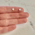 Gold Plated Tiny Square Opal Connector Dainty Bezel 9mm x 6mm Gold