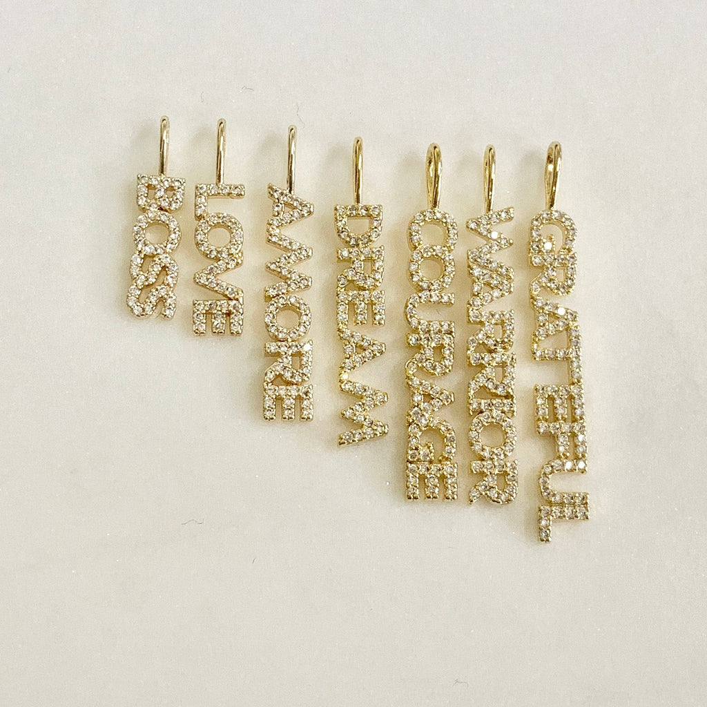 Gold Plated Pave CZ Boss Love Amore Dream Courage Warrior