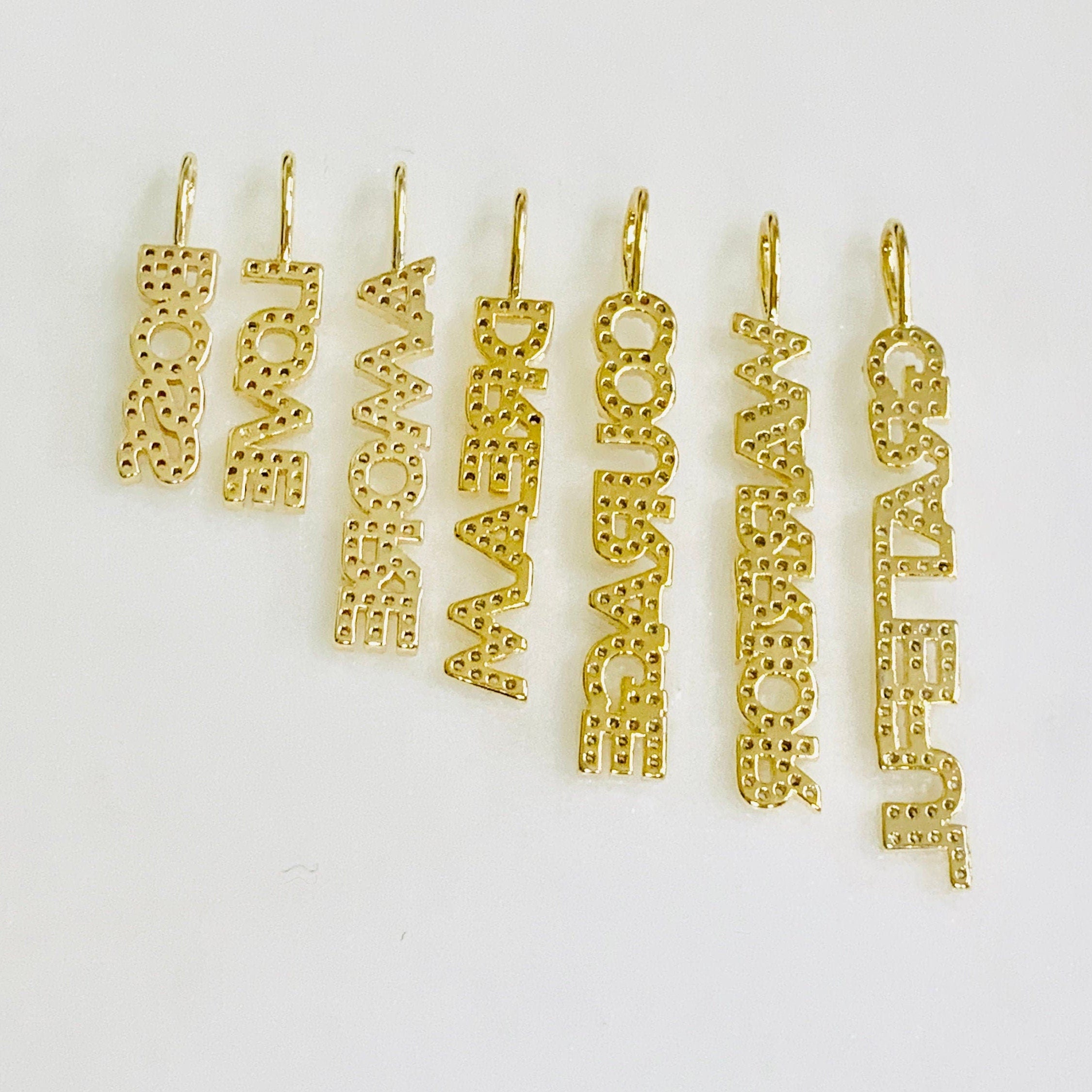Gold Plated Pave CZ Boss Love Amore Dream Courage Warrior
