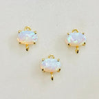 Gold Plated Tiny Oval Opal Connector Dainty Bezel 7mm x 5mm Gold