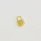 9mmx 6mm Gold Plated Dainty Mini Pave CZ Detailed Lock Charm