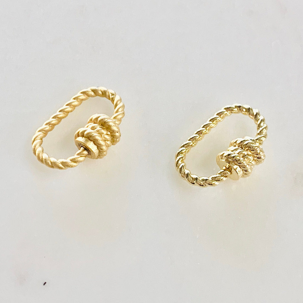 19mmx10mm Gold Plated Rope Style Carabiner Screw Clasp Necklace Connector