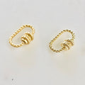 19mmx10mm Gold Plated Rope Style Carabiner Screw Clasp Necklace Connector