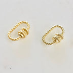 19mmx10mm Gold Plated Rope Style Carabiner Screw Clasp Necklace Connector