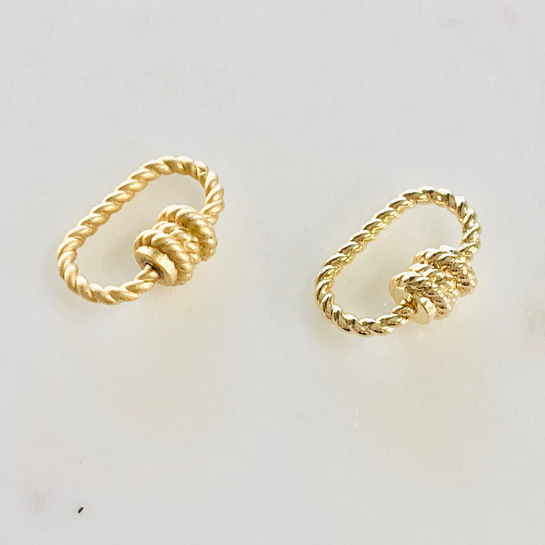 19mmx10mm Gold Plated Rope Style Carabiner Screw Clasp Necklace Connector
