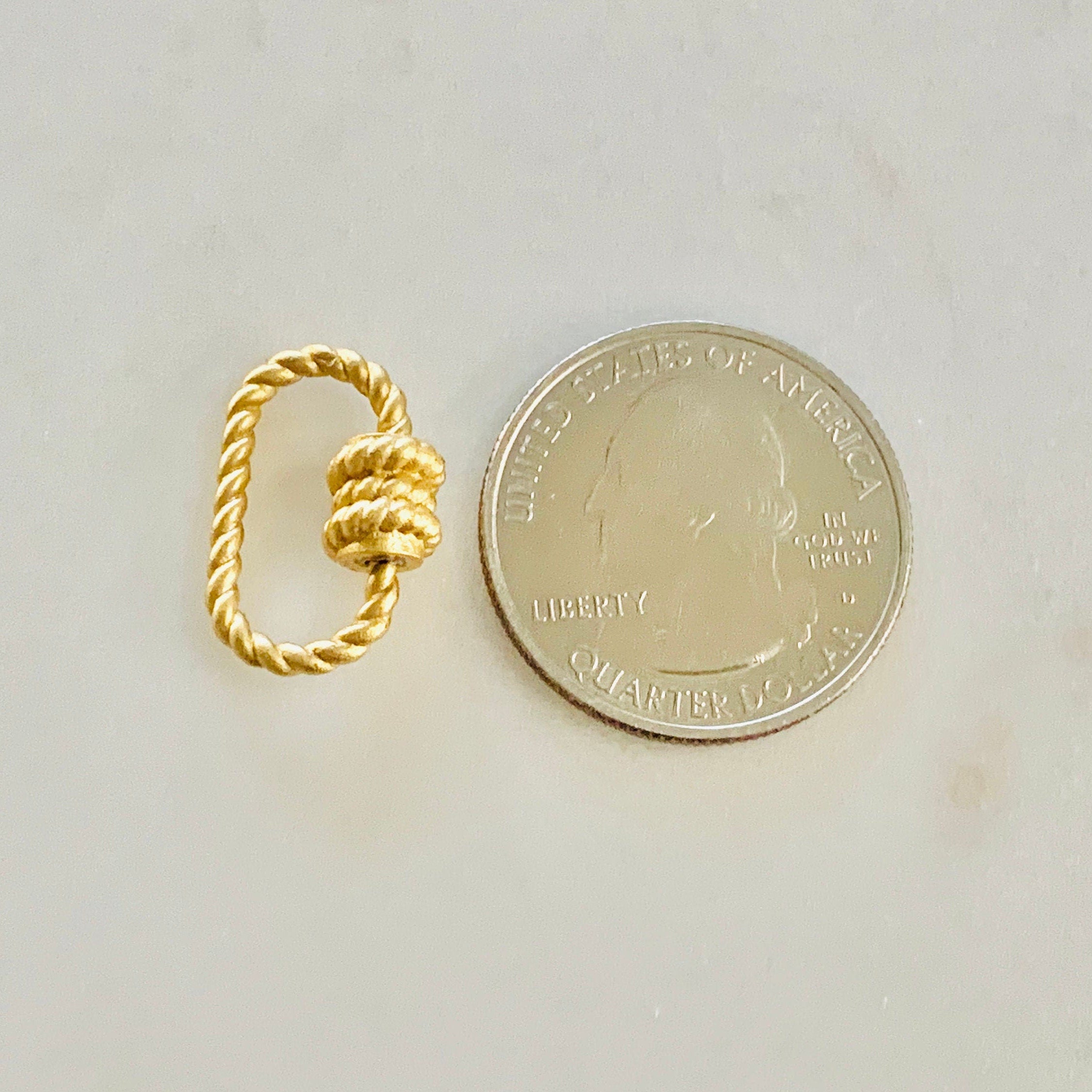 19mmx10mm Gold Plated Rope Style Carabiner Screw Clasp Necklace Connector
