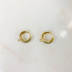 Gold Plated Shimmering CZ Pave Turquoise Hoop Earrings Earring Hoop (2pc)